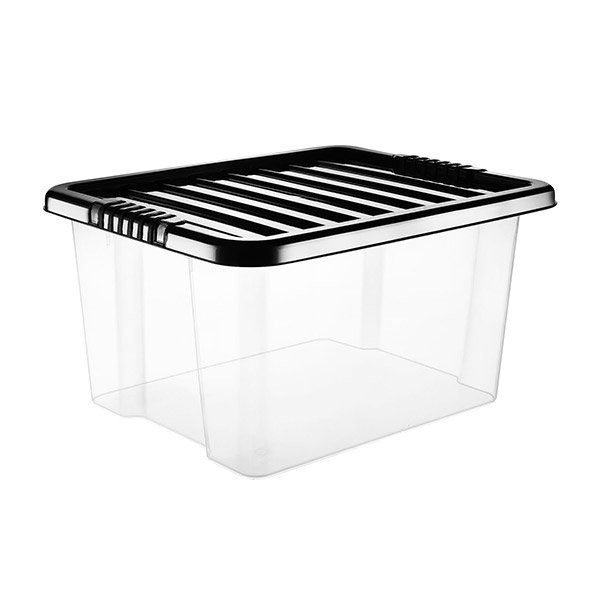 Norden Home (1 Box, 35 Litre) Clear Plastic Storage Boxes With Black Lids Home Wayfair.co.uk